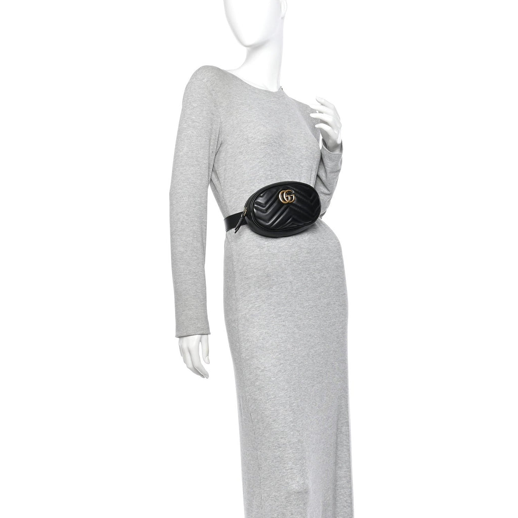 Calfskin Matelasse GG Marmont Belt Bag 75 30 Black