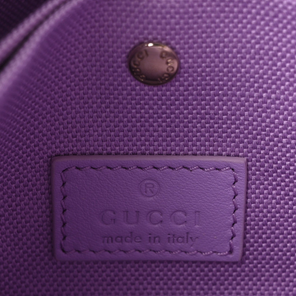 Patent GG Guccissima Emblem Small Bucket Bag Purple