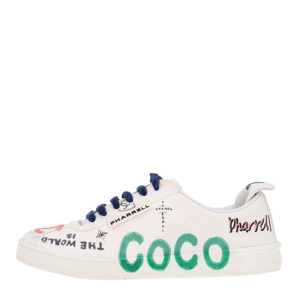 x Pharrell Williams Canvas Womens Sneakers 36 White Multicolor