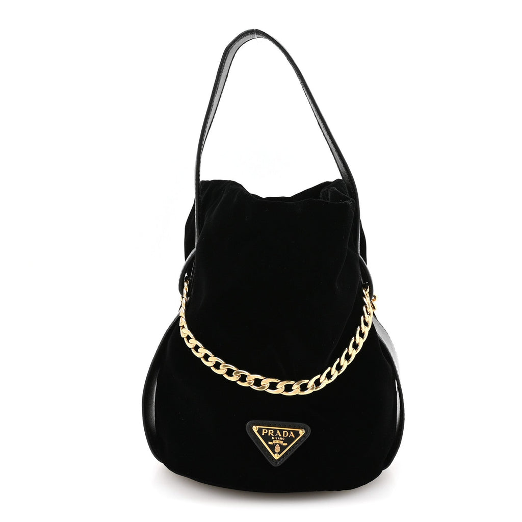 Velvet Petit Sac Mini Bucket Bag Black