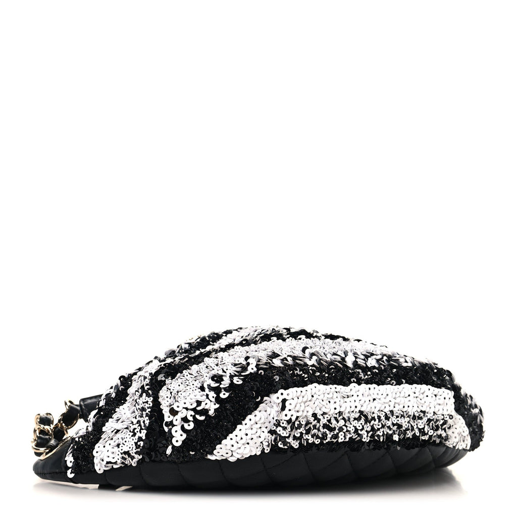 Sequin Coco Cuba Waist Bag Fanny Pack Black White
