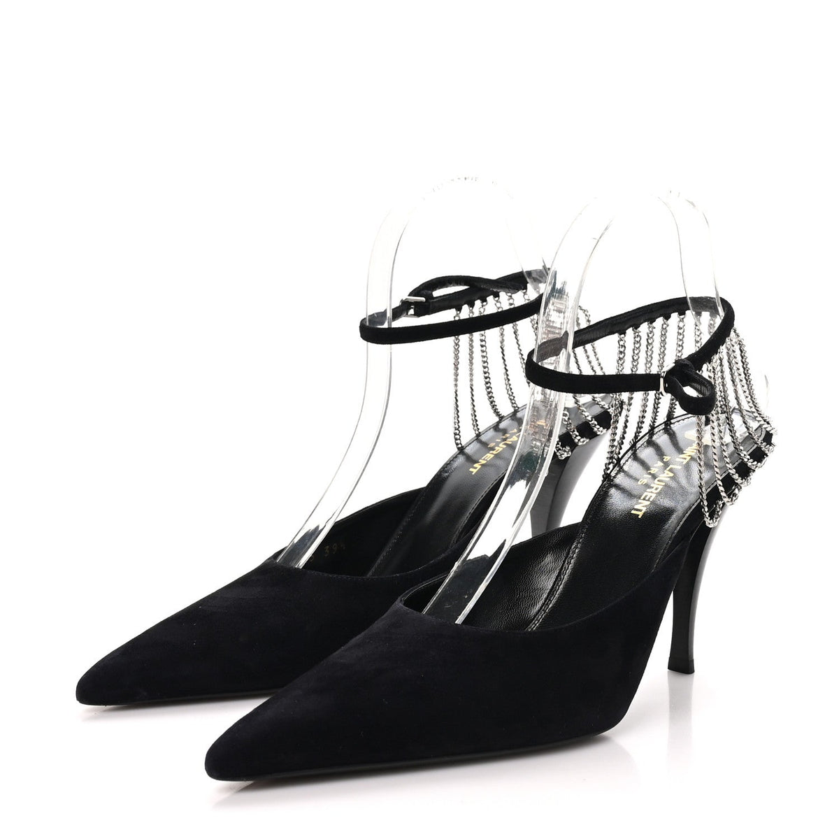 Kid Scamosciato Sling 90 Chain Pumps 39.5 Black