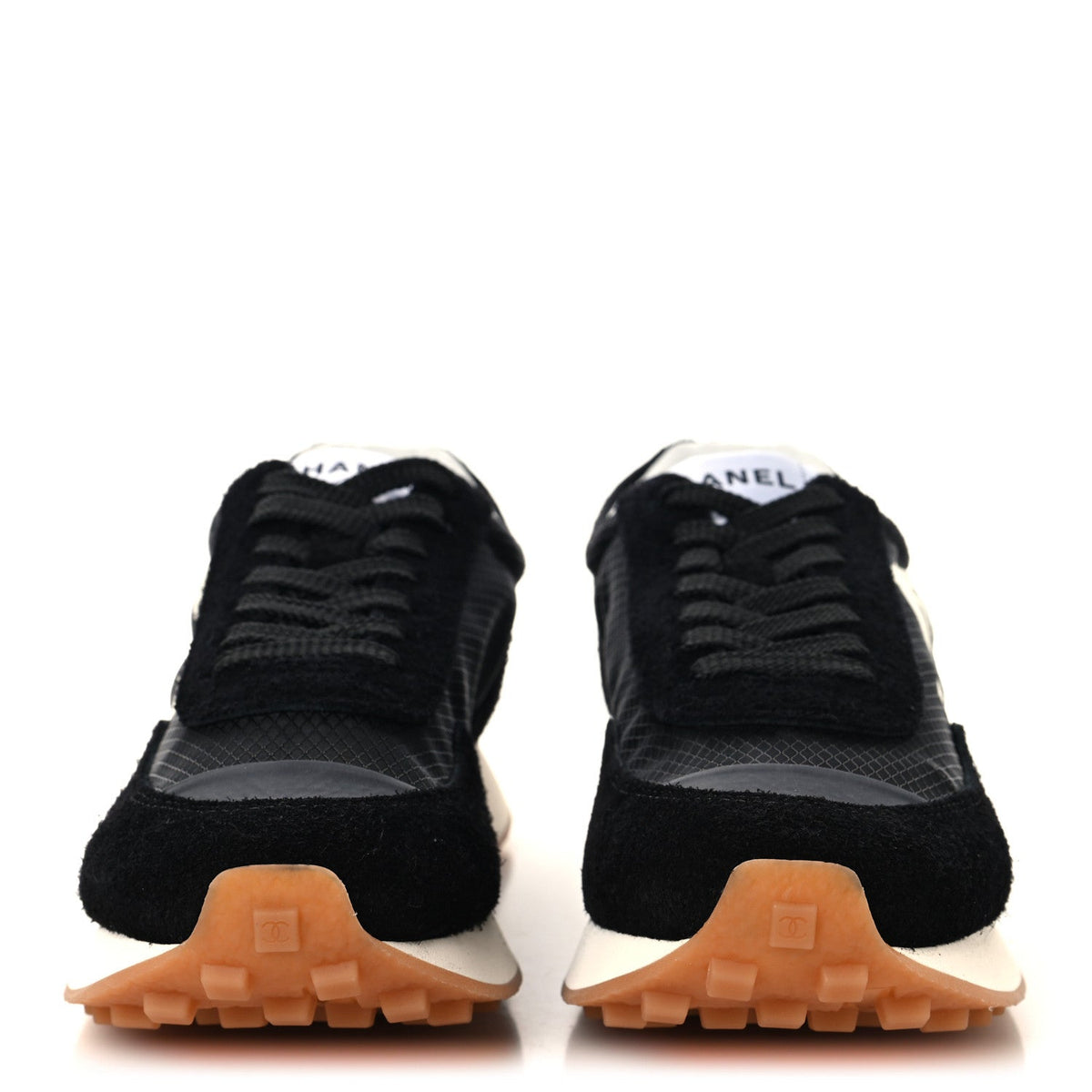 Mesh Suede Calfskin Womens Logo Sneakers 37 Black White