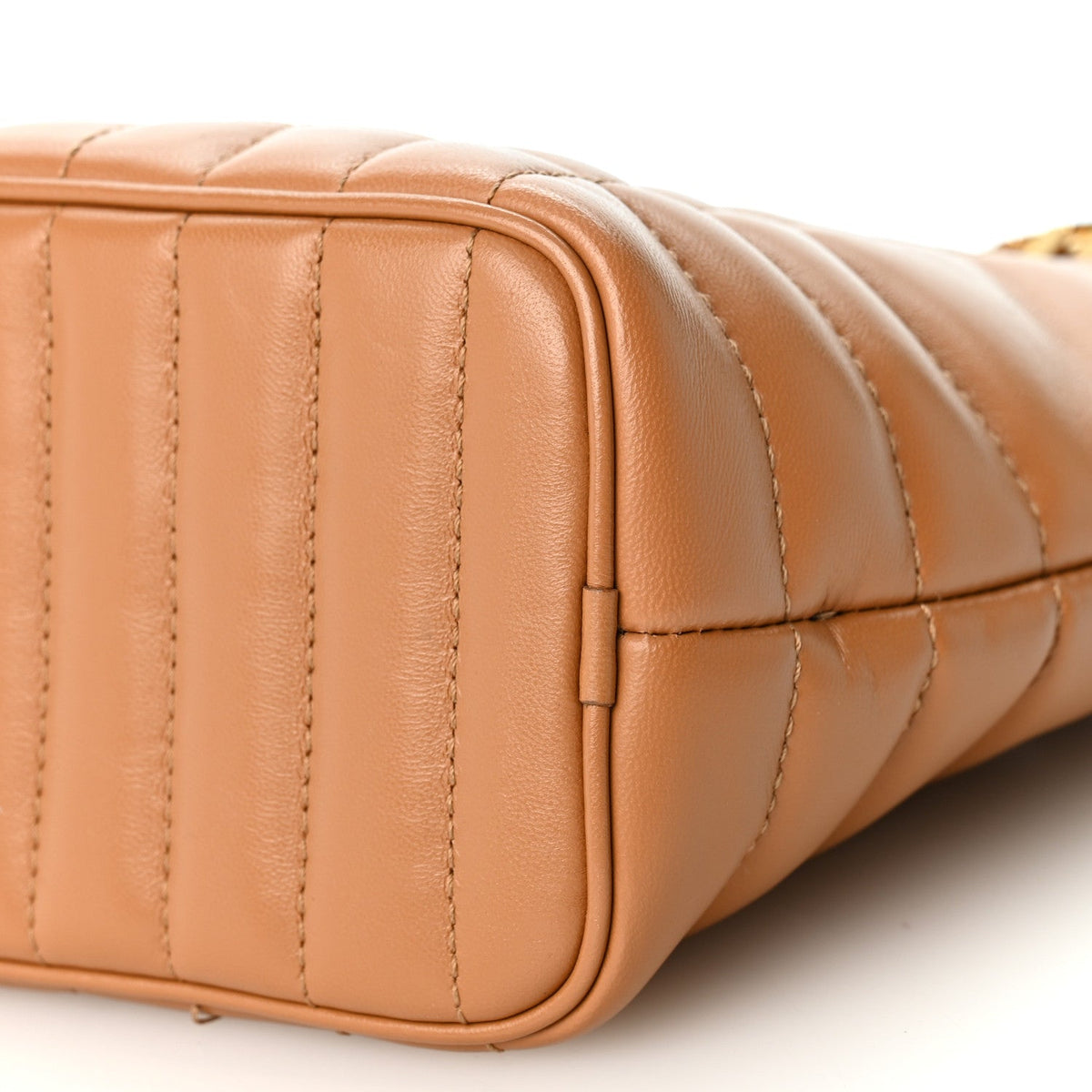 Lambskin Quilted Mini Lola Bucket Bag Maple Brown