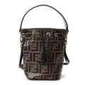 Vitello Liberty F is Fendi Bi-Color FF 1974 Embossed Mini Mon Tresor Bucket Bag Maya Black
