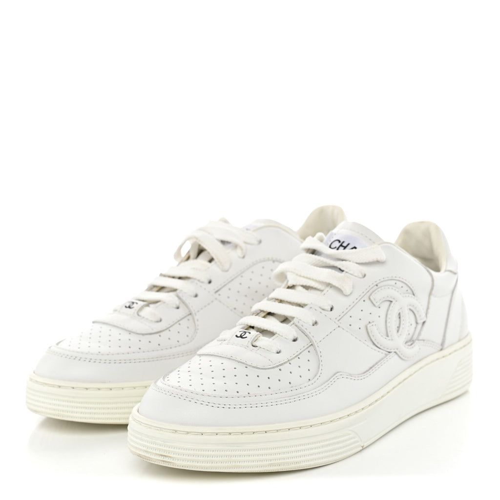 Calfskin Womens CC Sneakers 37 White
