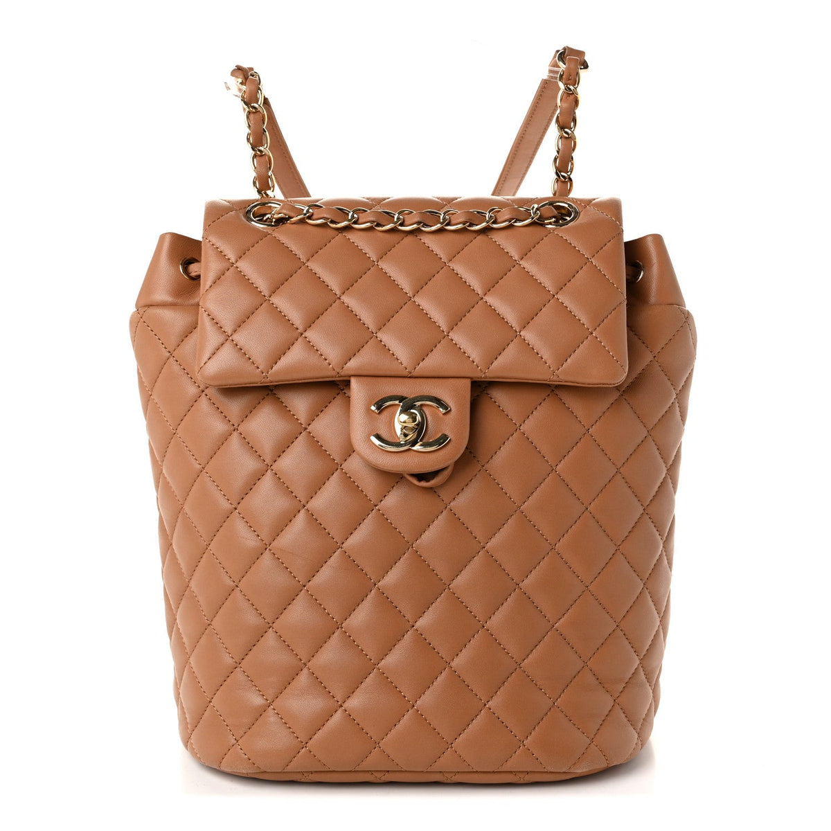 Lambskin Quilted Small Urban Spirit Backpack Brown