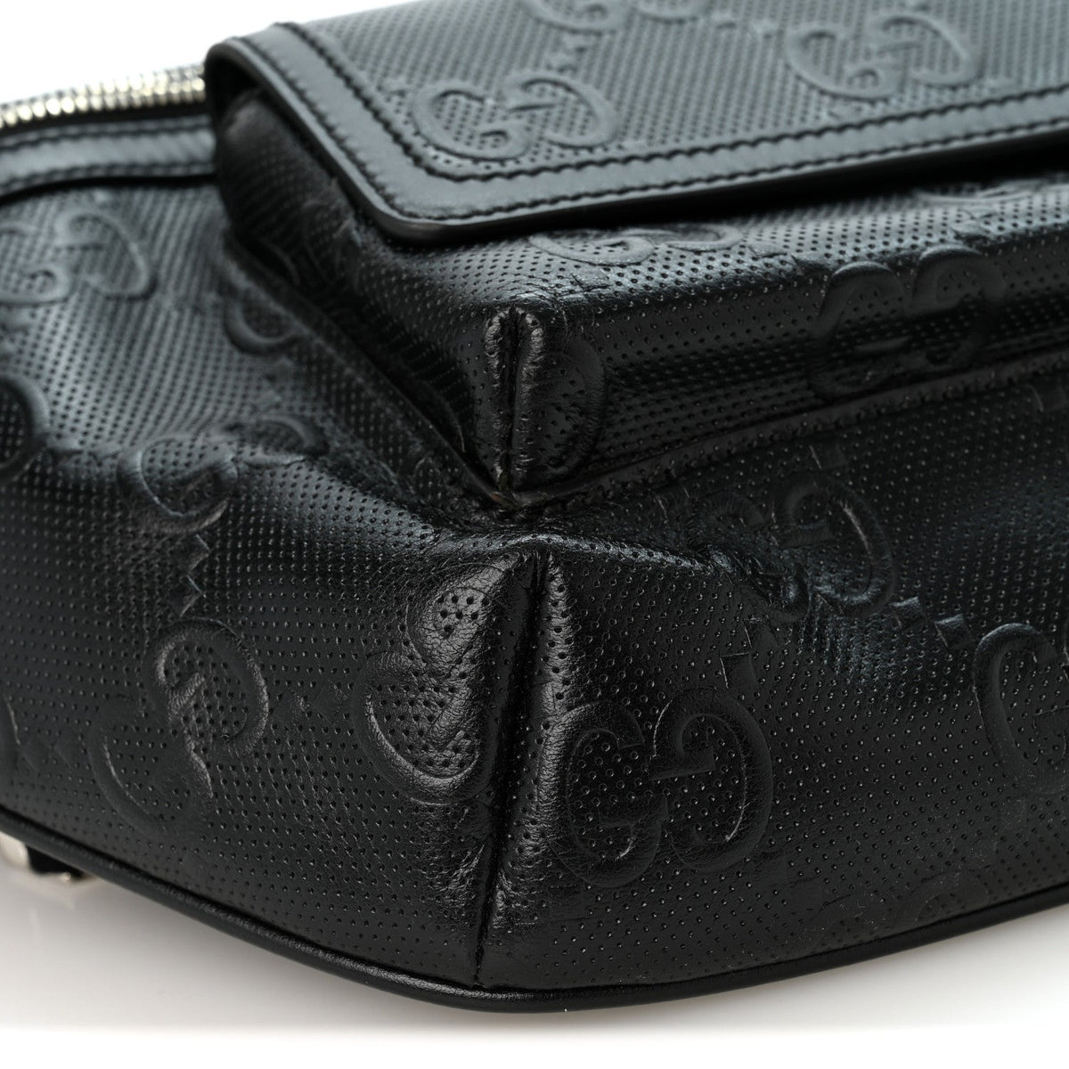 Calfskin GG Tennis Embossed Pocket Belt Bag Black