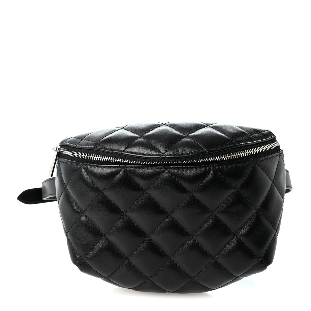 Calfskin Quilted Waist Belt Bag Black