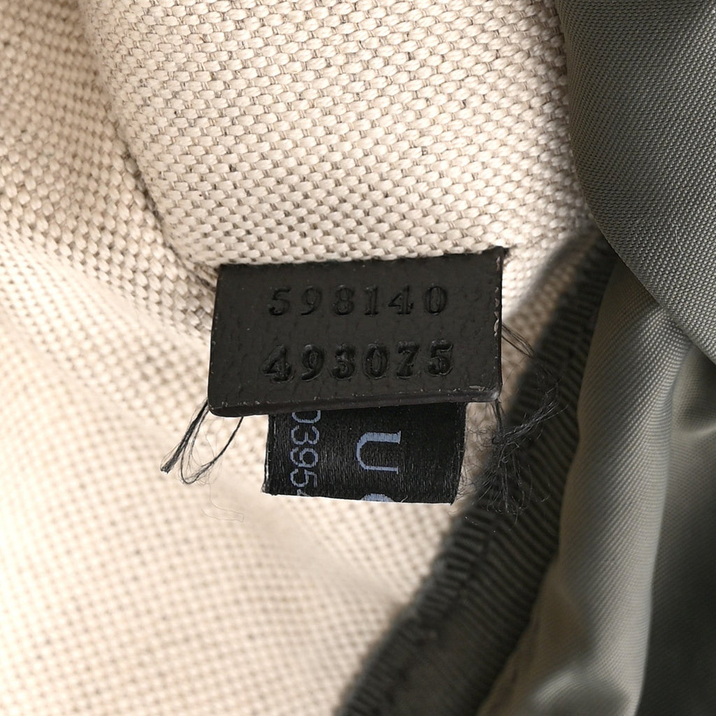 GG Supreme Monogram Textured Dollar Calfskin Medium Ophidia Double Buckle Backpack Grey Black Graphite Grey