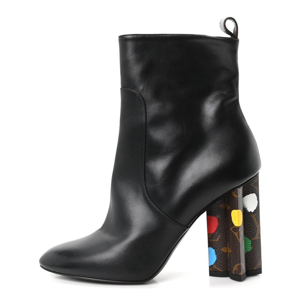 LV X YK Calfskin Monogram Silhouette Ankle Boots 38 Black