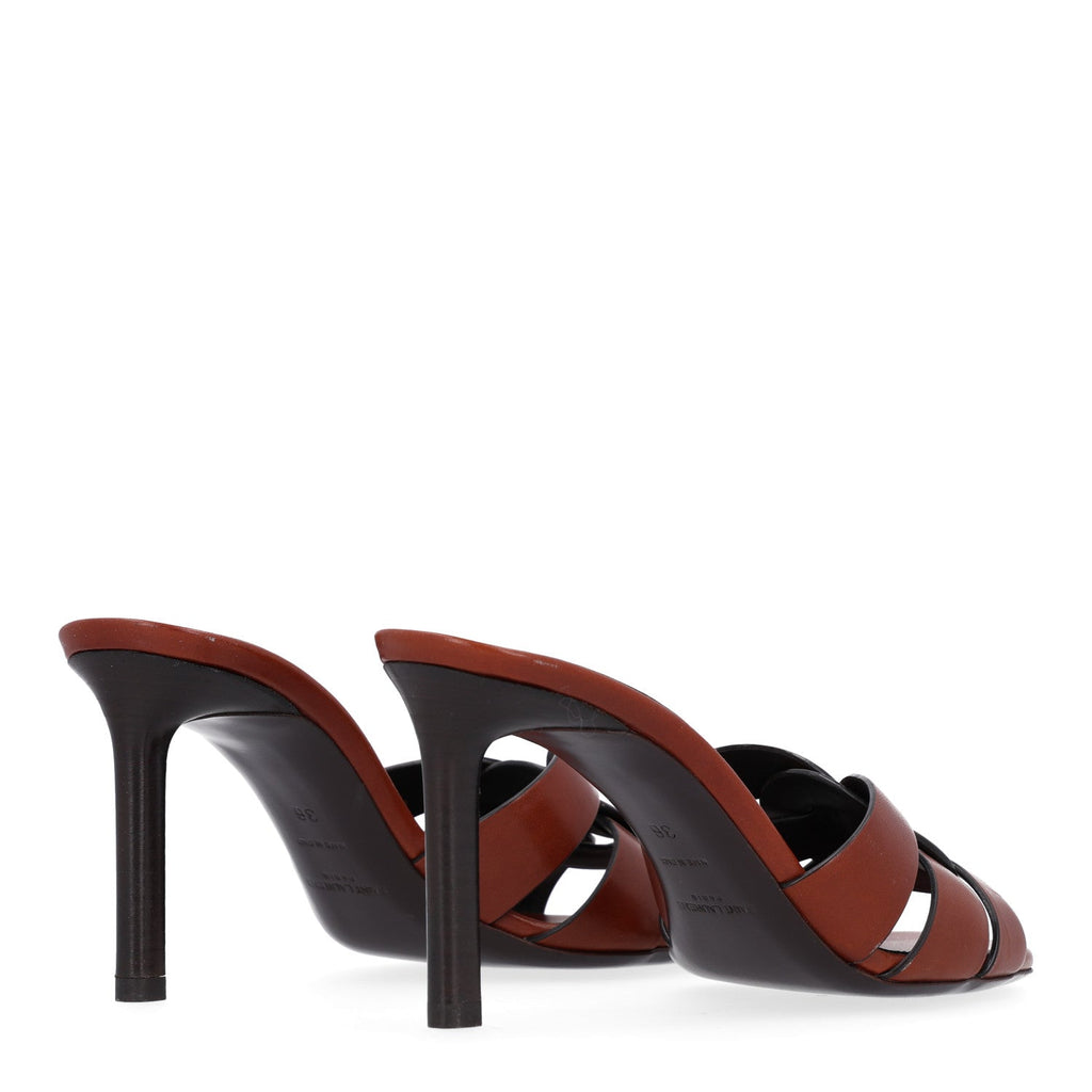 Calfskin Tribute 85 Slide Sandals 36 New Papaya