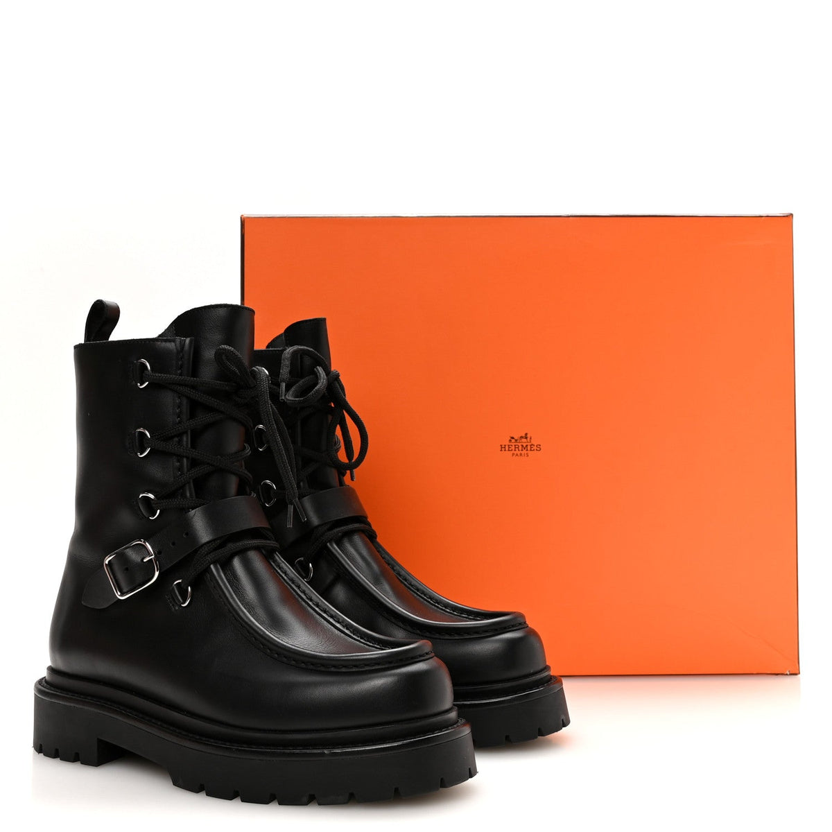 Calfskin Land Ankle Boots 38 Black
