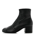 Stretch Lambskin Cap Toe CC Uniform Short Boots 35 Black