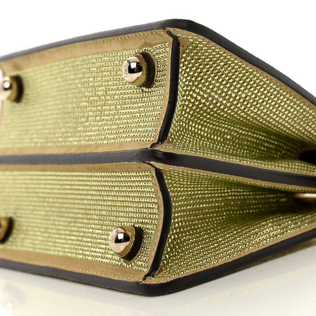 Crystal Vitello Laminato FF Petite Peekaboo I SEE U Satchel Crystal Platinum Light Gold