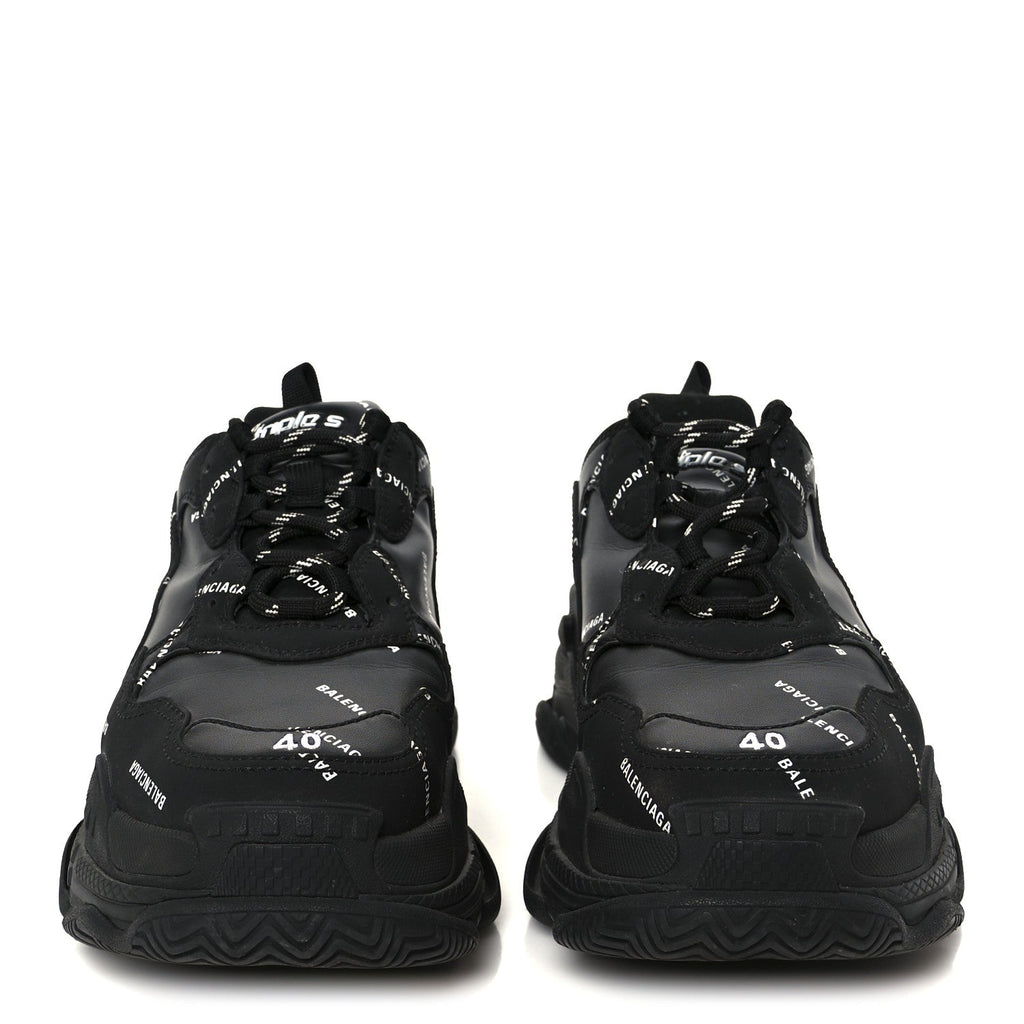 Technical Fabric Allover Logo Womens Triple S Sneakers 37 Black White