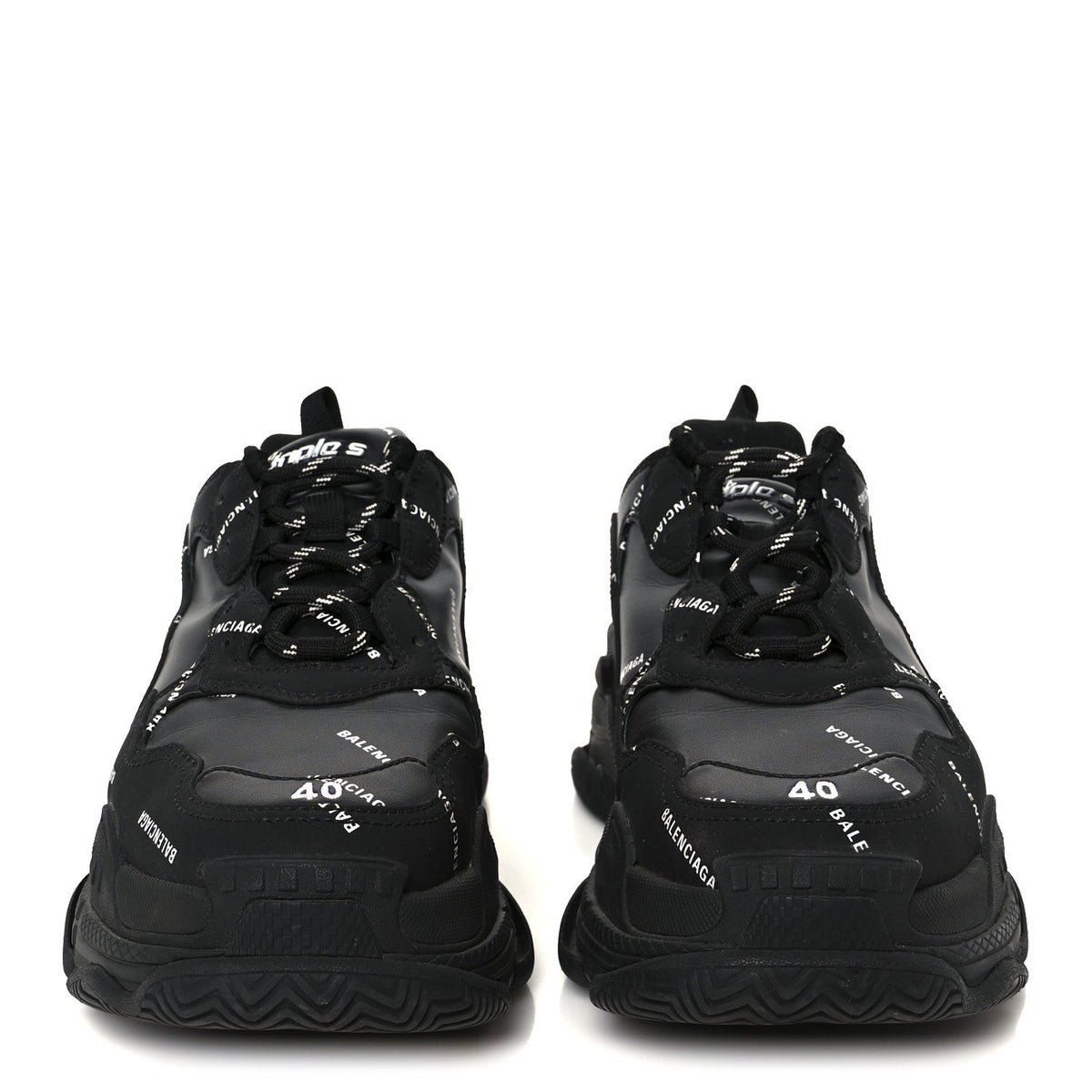 Technical Fabric Allover Logo Womens Triple S Sneakers 37 Black White