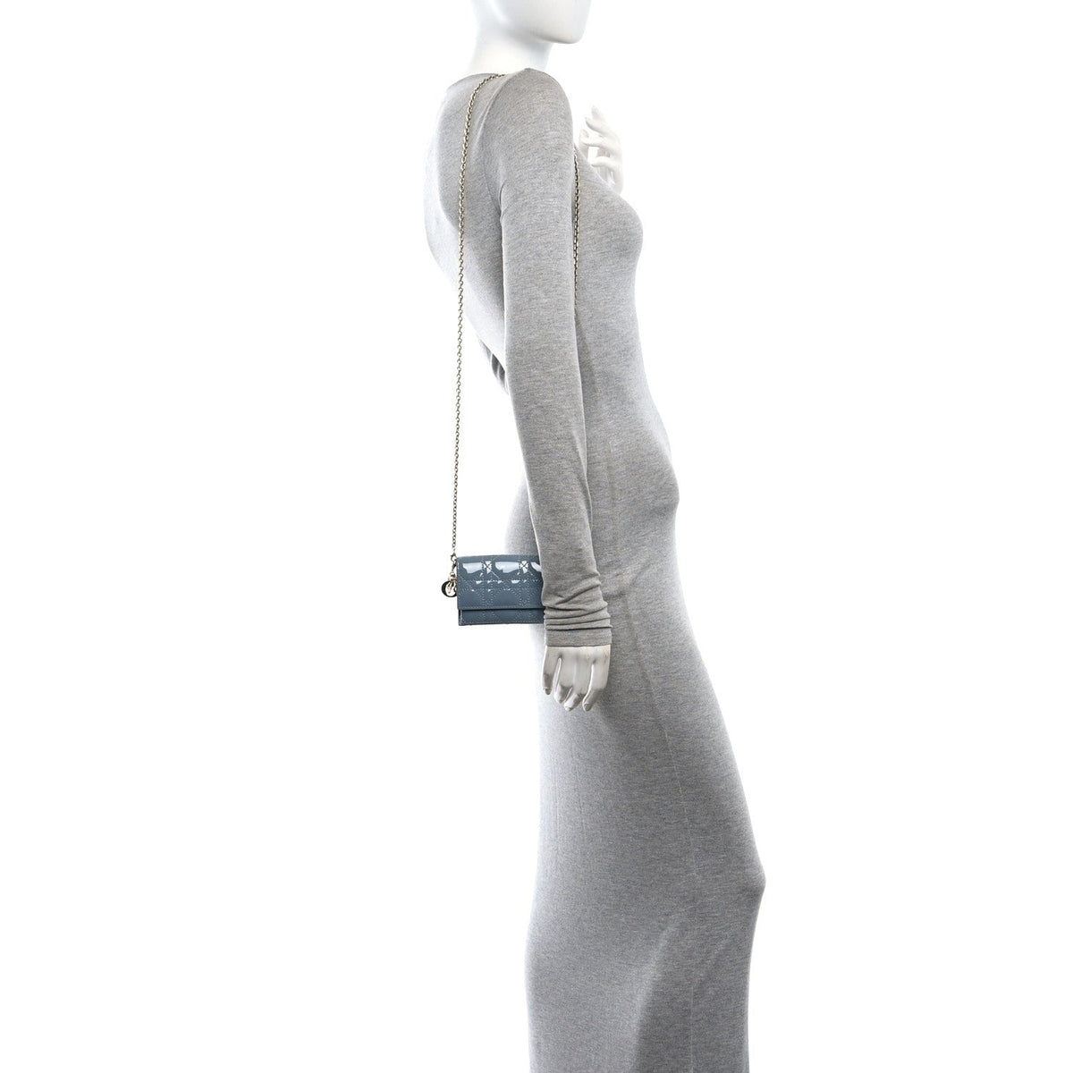 Patent Cannage Mini Waist Pouch on Chain Denim