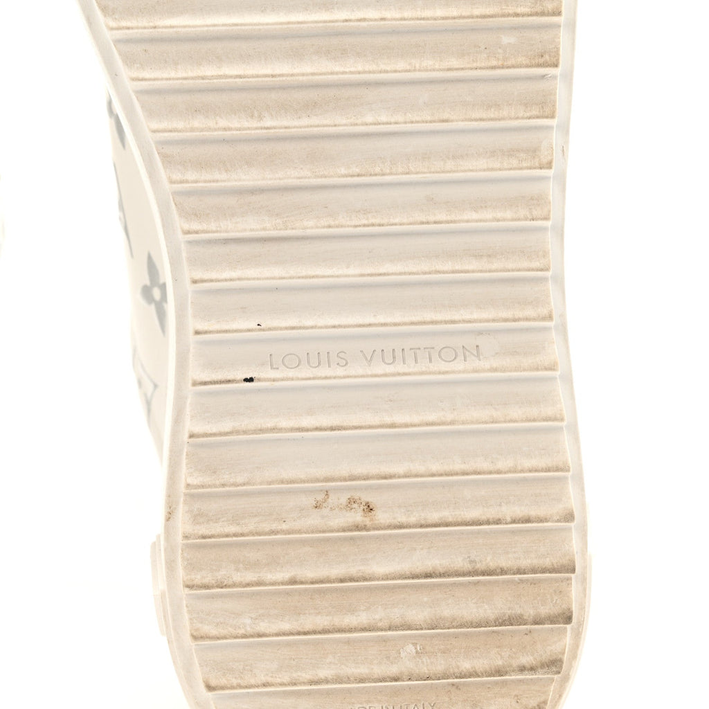 Calfskin Monogram Debossed Time Out Sneakers 38 White Silver