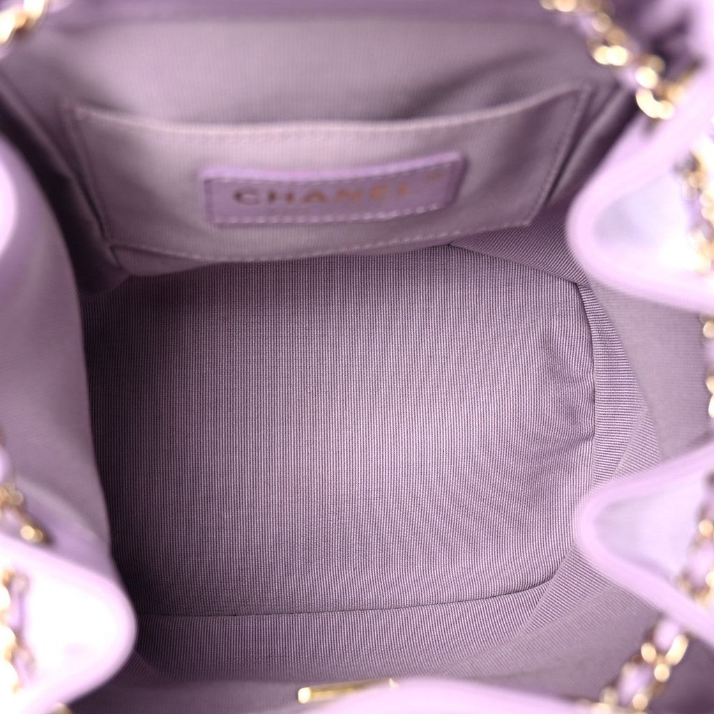 Lambskin Quilted Small Duma Drawstring Backpack Light Purple