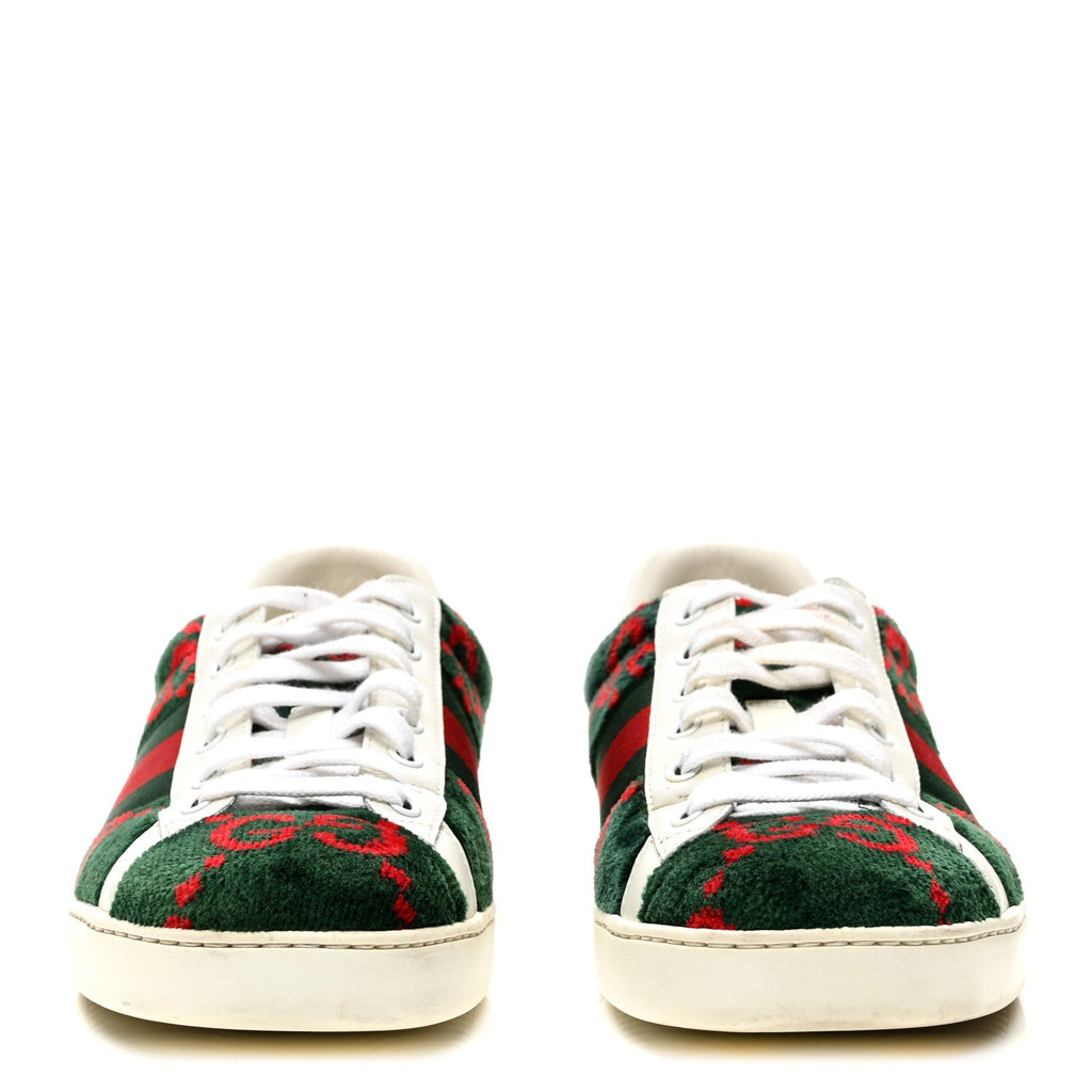 Covered Wool Big GG Monogram Mens Sneakers 8.5 Green Red
