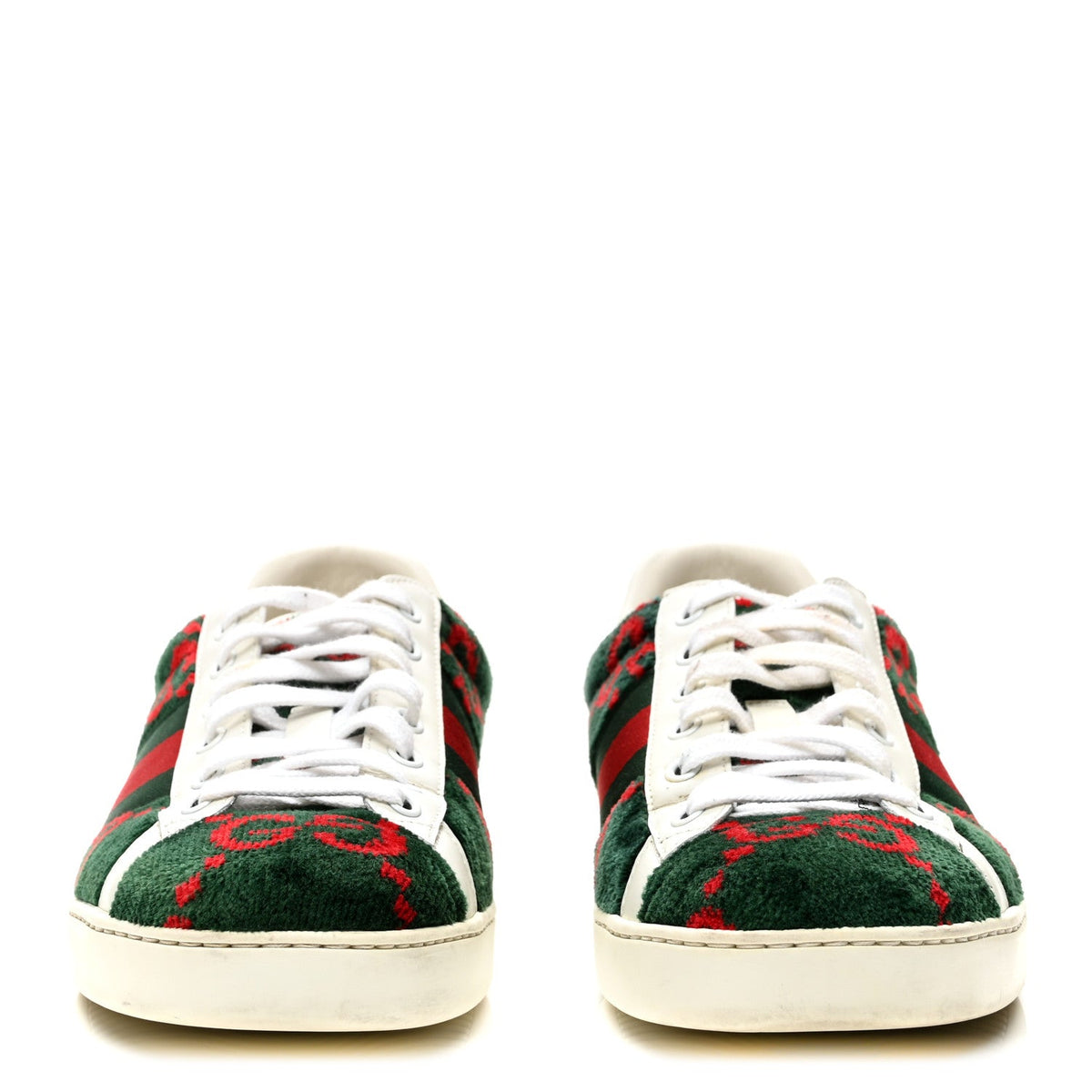 Covered Wool Big GG Monogram Mens Sneakers 8.5 Green Red