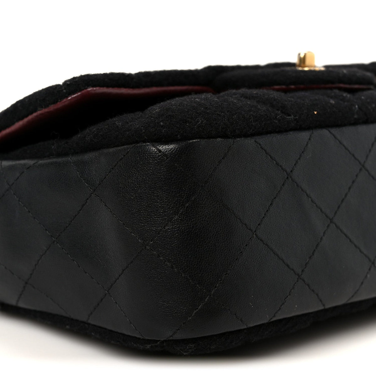 Felt Quilted Paris-Hamburg Charms Mini Rectangular Flap Black