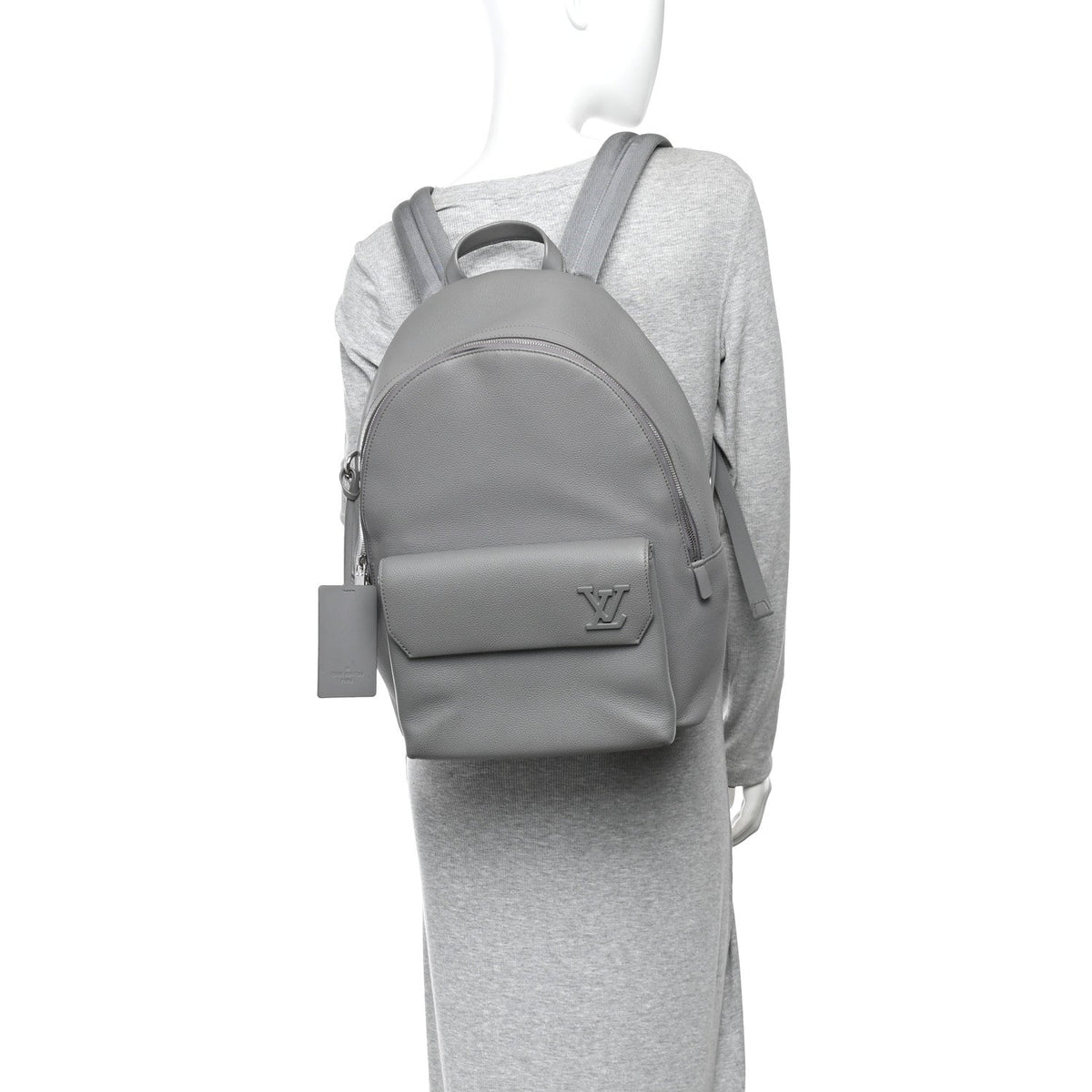 Grained Calfskin Aerogram Takeoff Backpack Grey