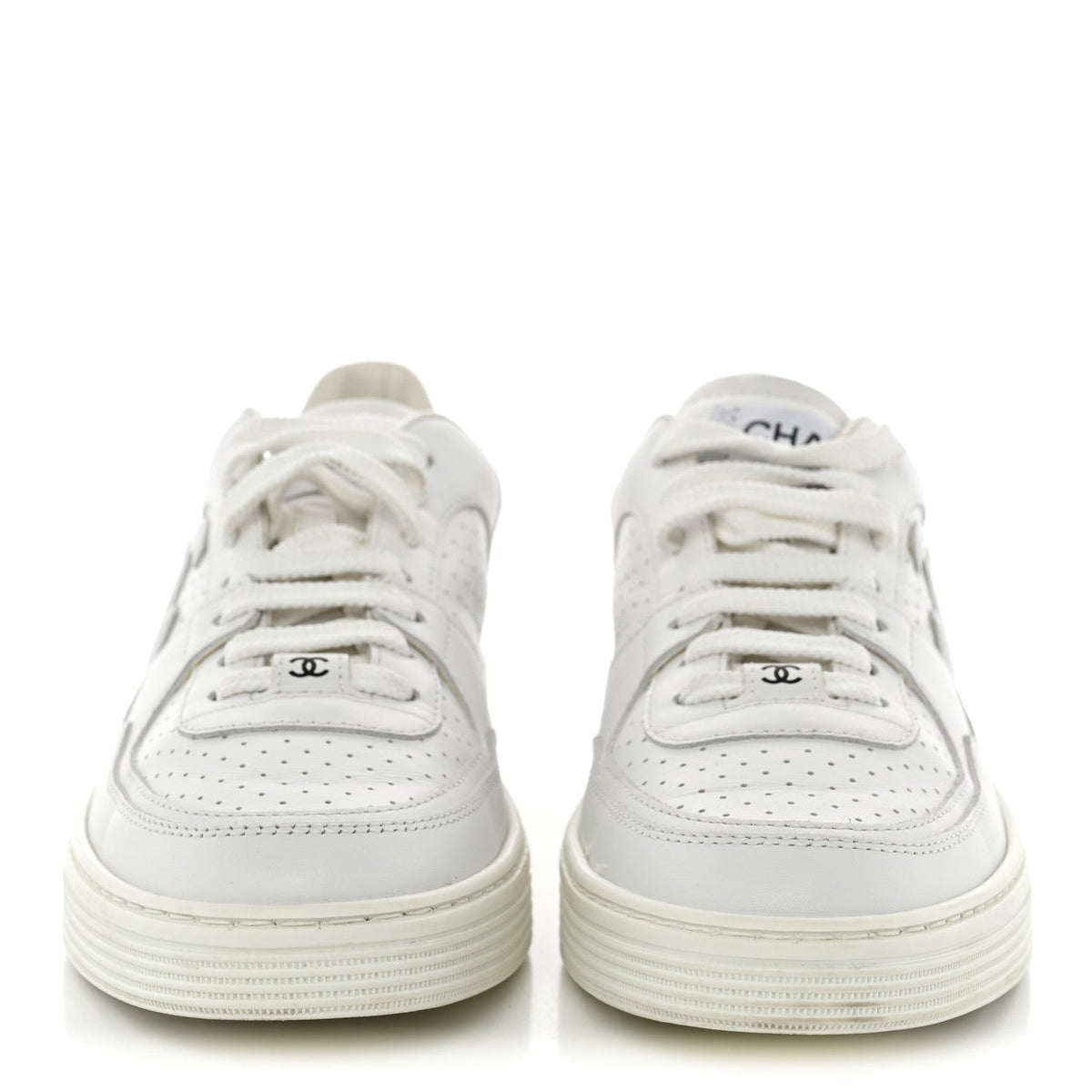Calfskin Womens CC Sneakers 37 White