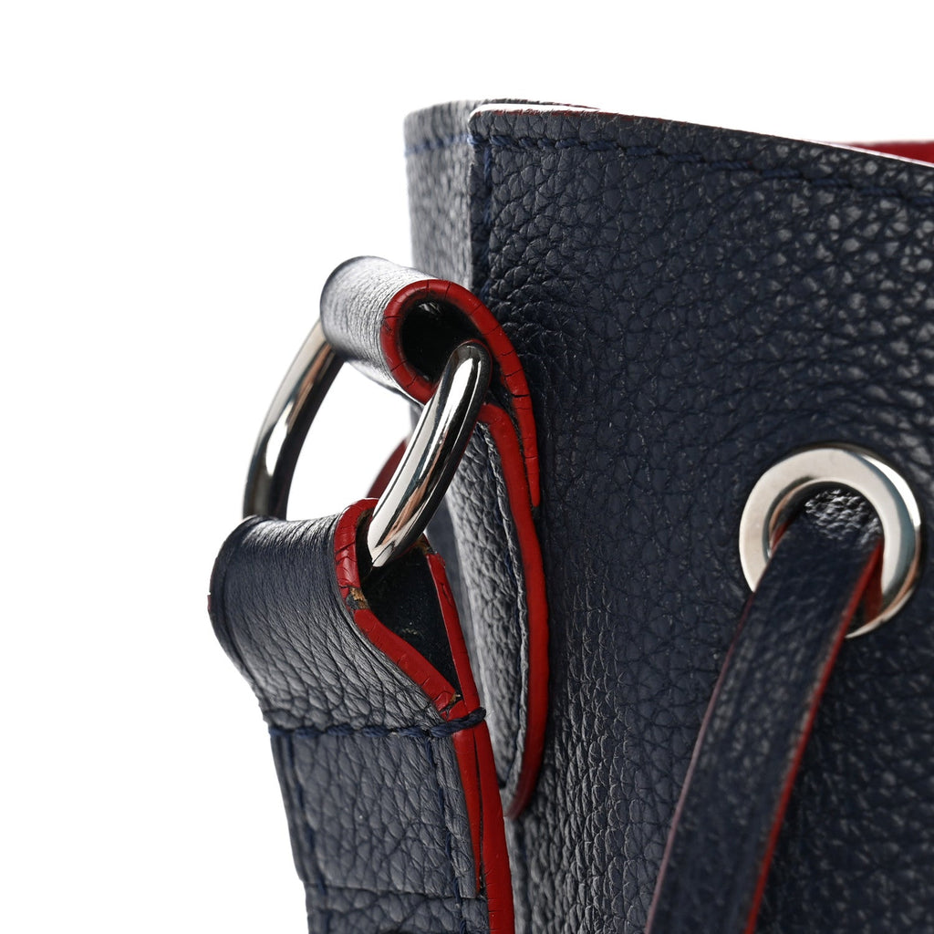 Soft Calfskin Braided Lockme Bucket Marine Rouge