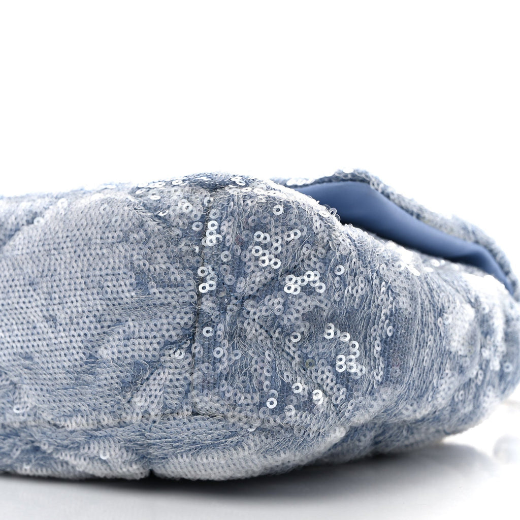 Sequin Quilted Medium Chanel 19 Flap Light Blue