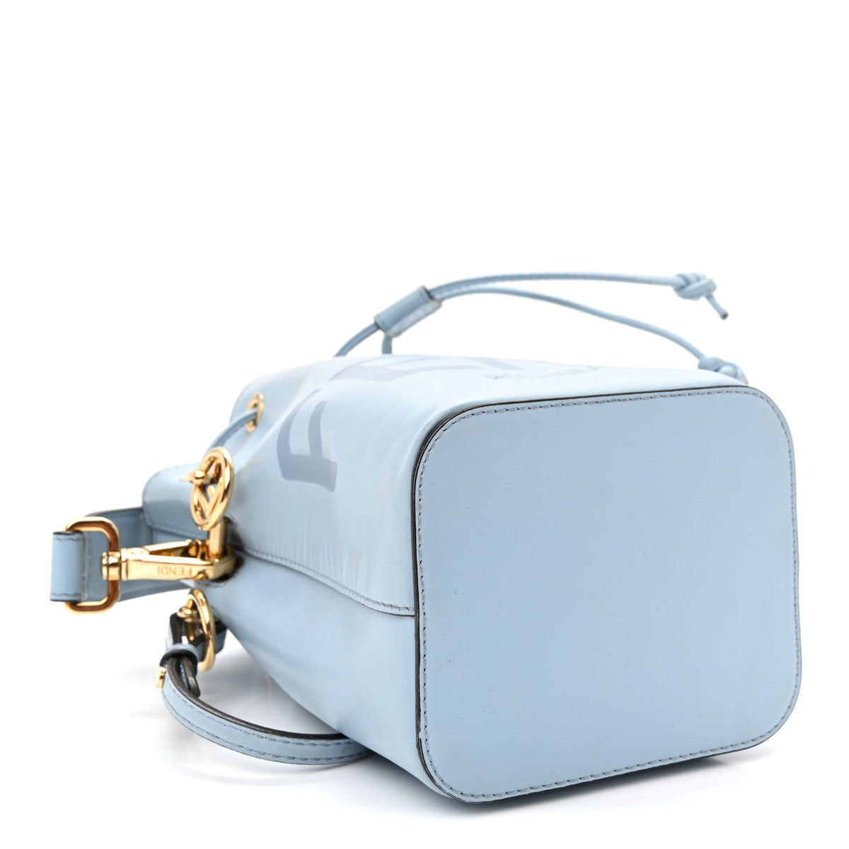 Vitello King F is Fendi Logo Embossed Mini Mon Tresor Bucket Bag Azzurro Baby Azzurro Baby