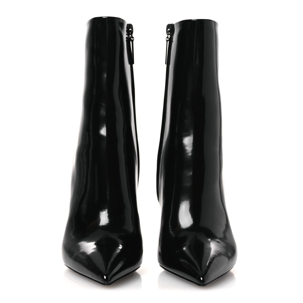 Glazed Calfskin Opyum Ankle Boots 37 Black