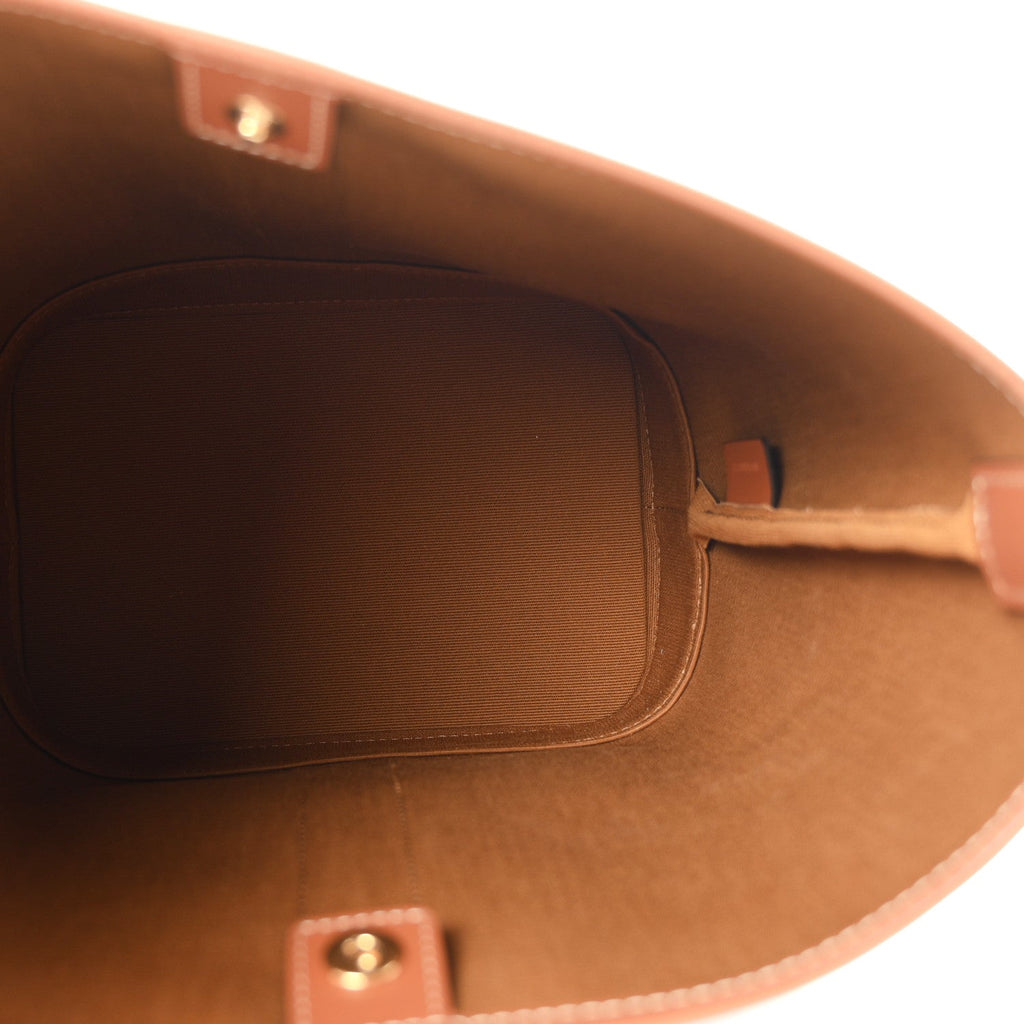 Triomphe Canvas Calfskin Small Bucket Bag Tan
