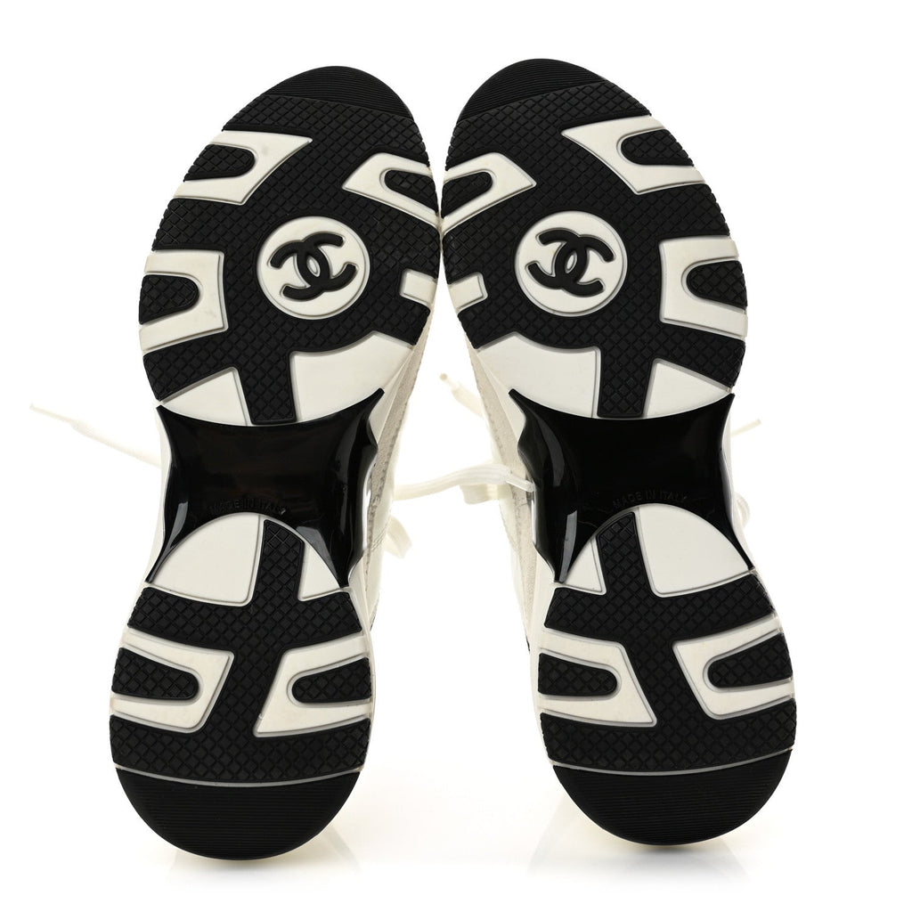 Calfskin Suede CC Womens Sneakers 36.5 White Black