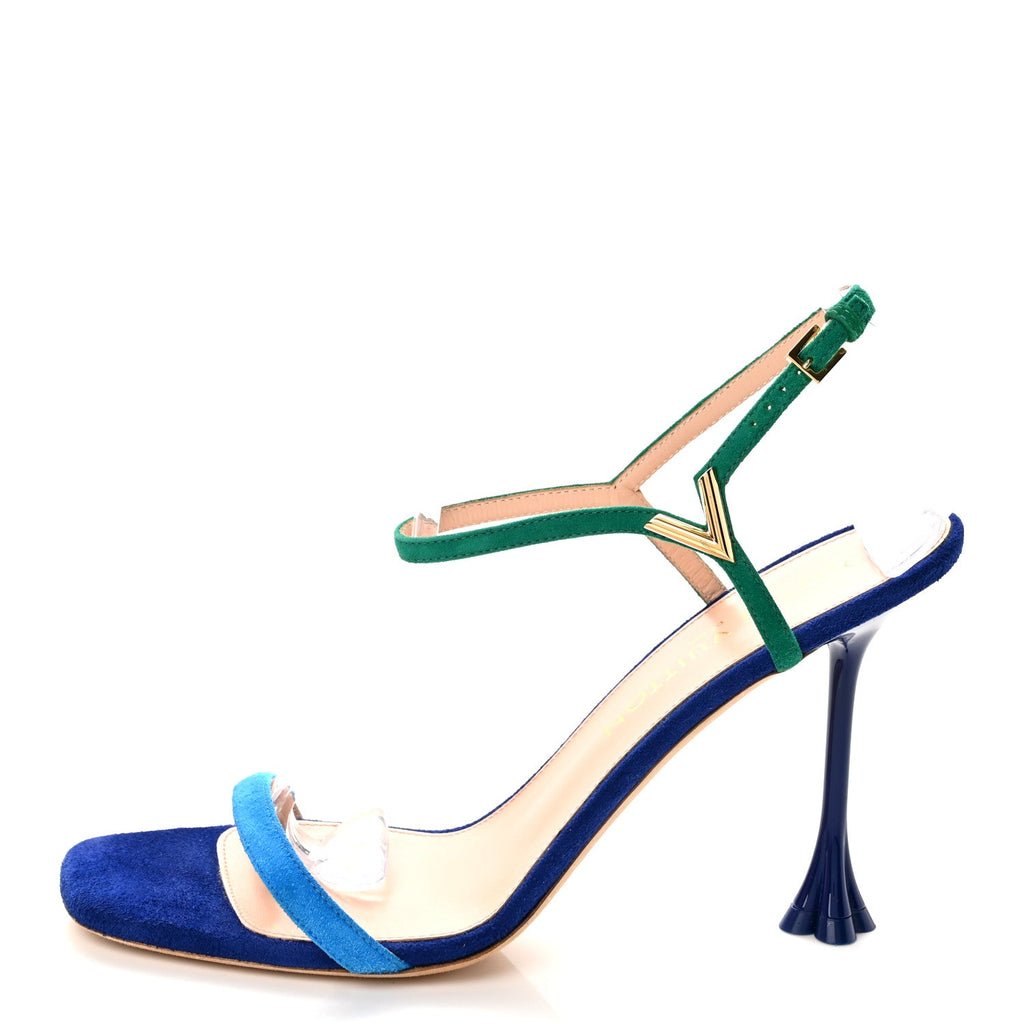 Suede Goatskin Blossom Sandals 39 Blue