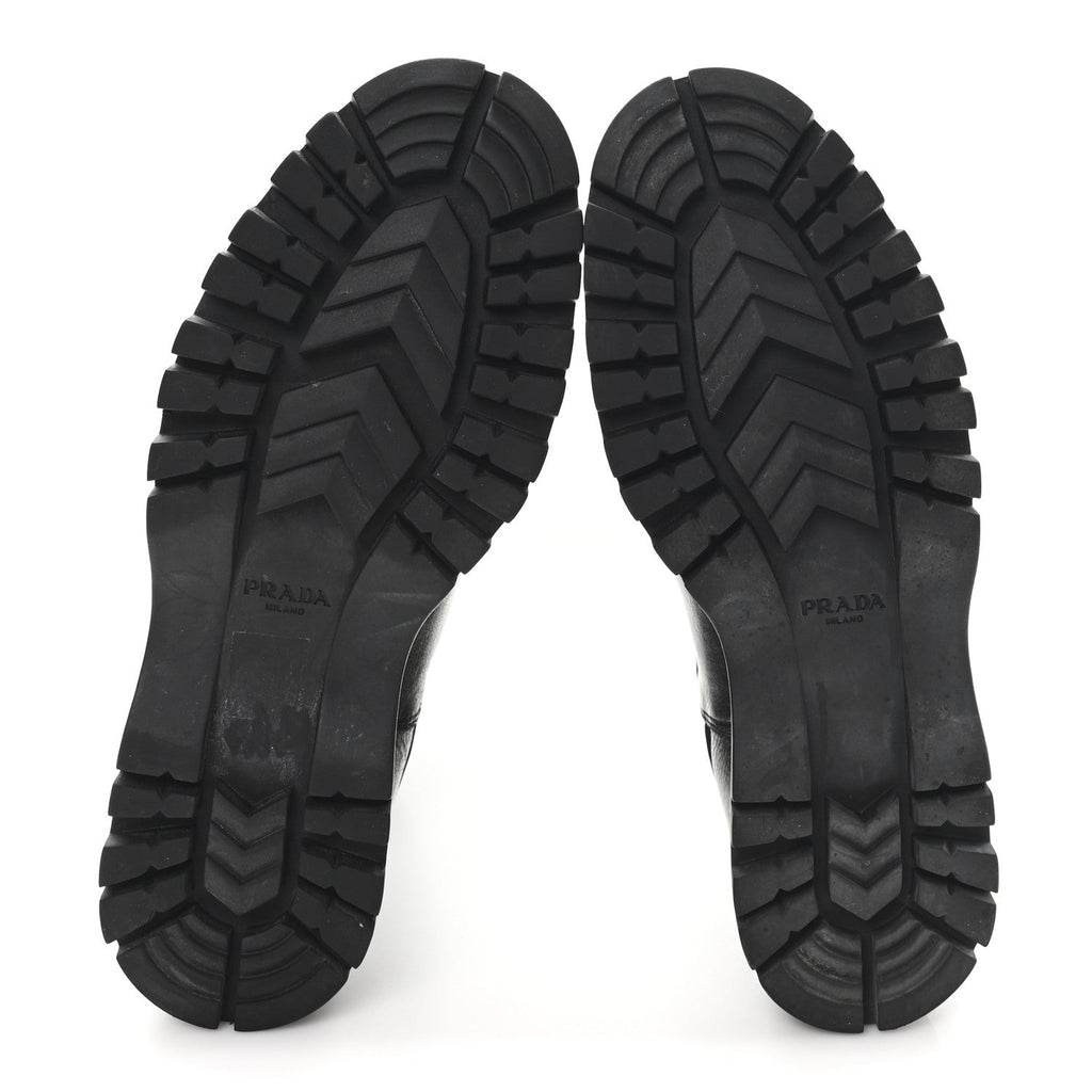 Calfskin Double Buckle Combat Boots 37 Black