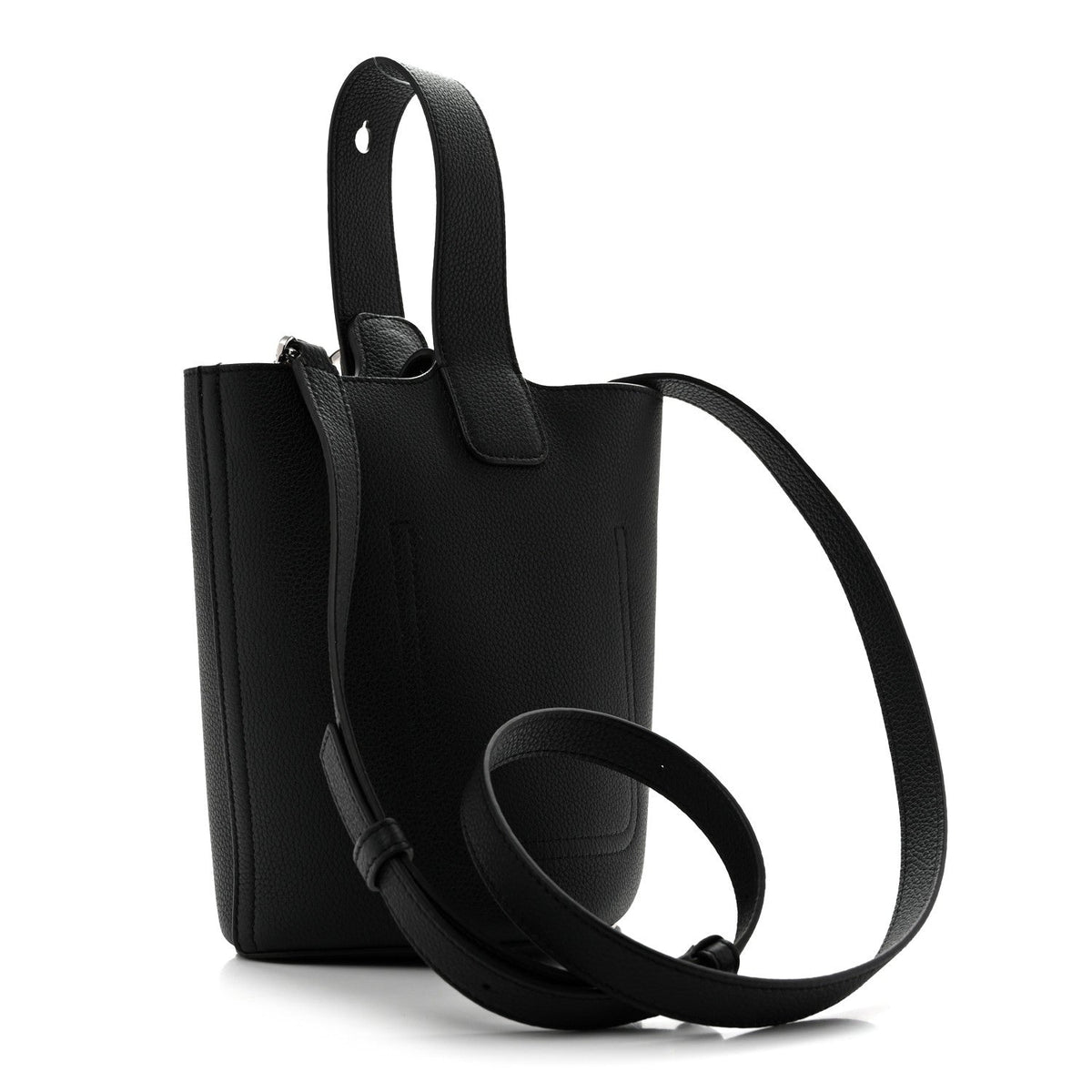Soft Grained Calfskin Mini Pebble Bucket Bag Black