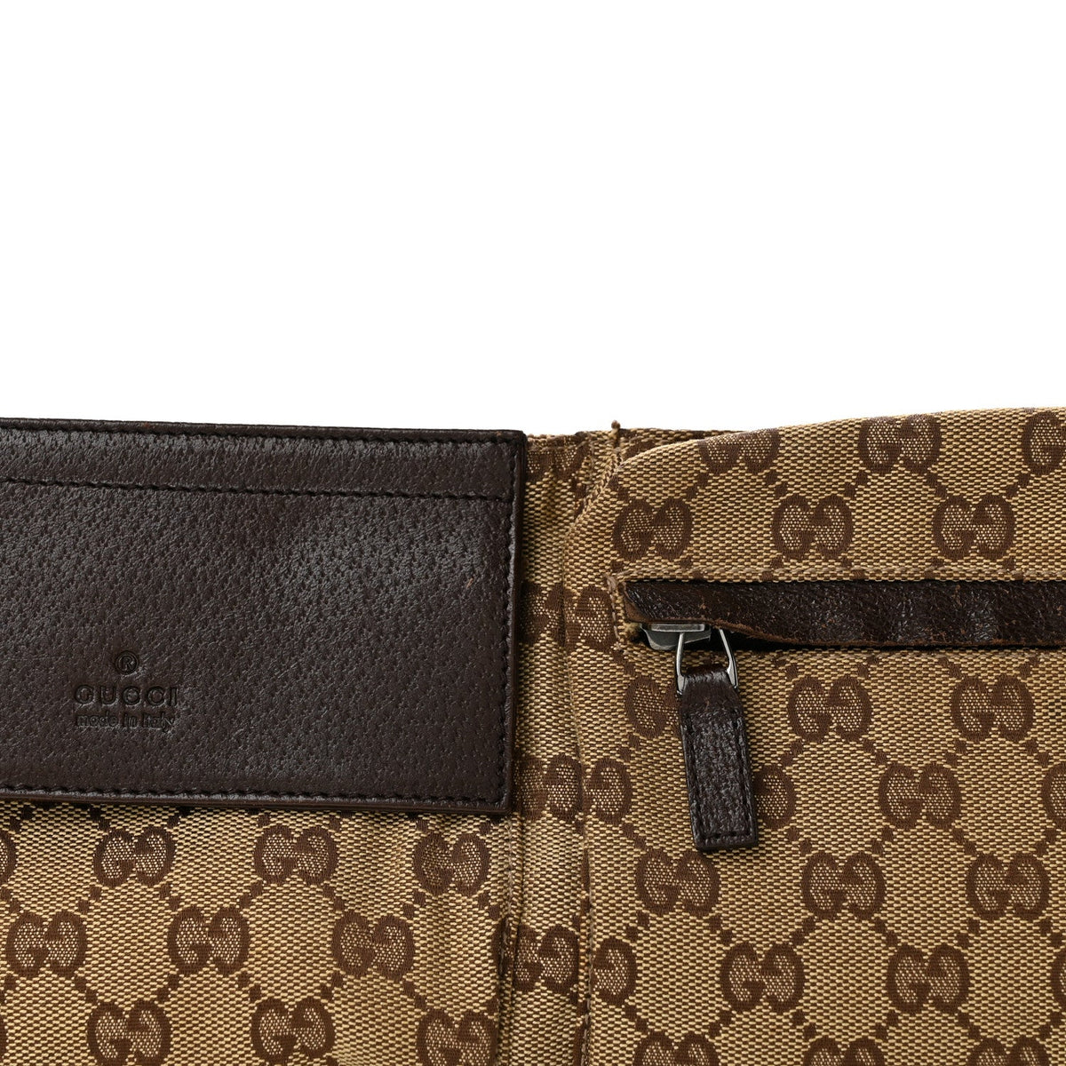GG Monogram Double Pocket Belt Bag Dark Brown