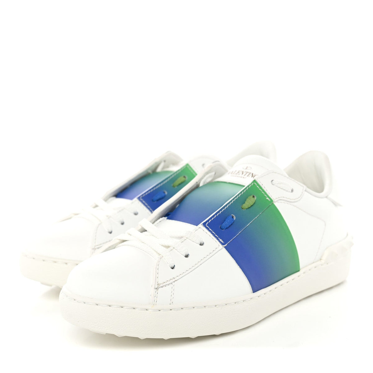 Calfskin Rockstud Untitled Open Sneakers 40  Multicolor White