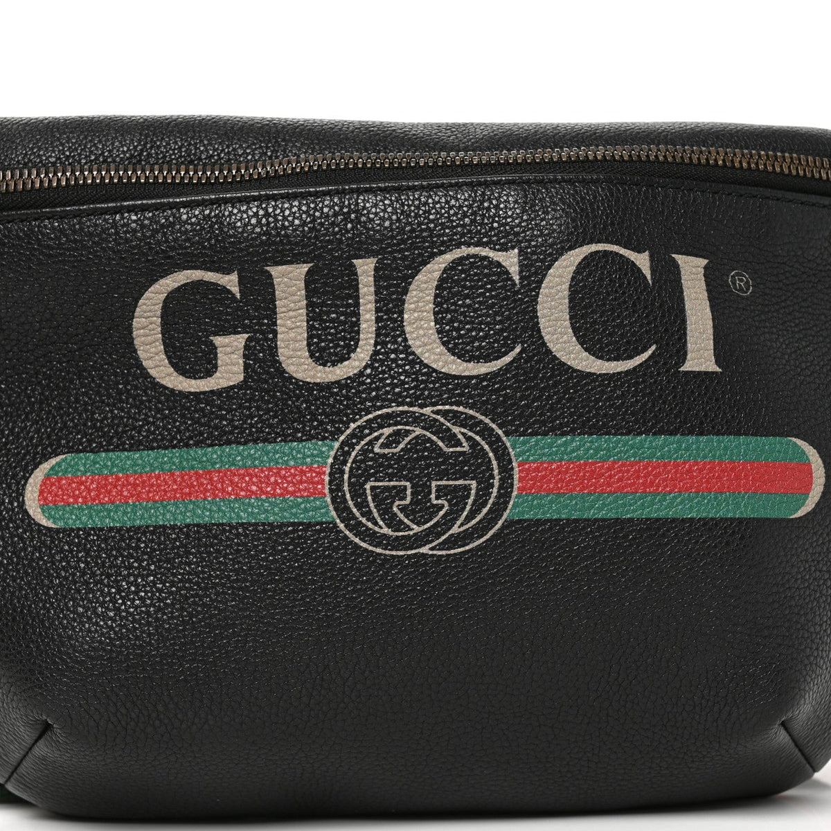 Grained Calfskin Logo Belt Bag Black