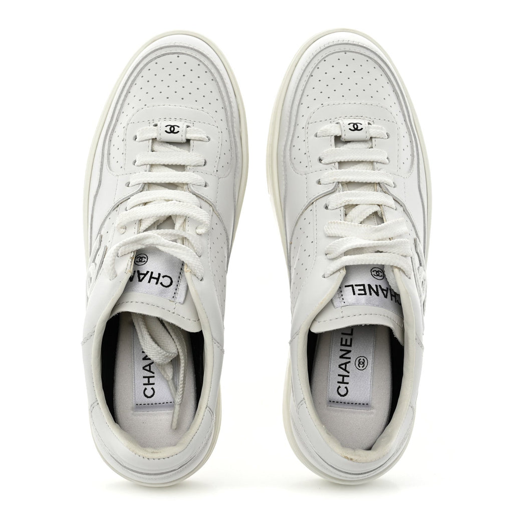 Calfskin Womens CC Sneakers 37 White