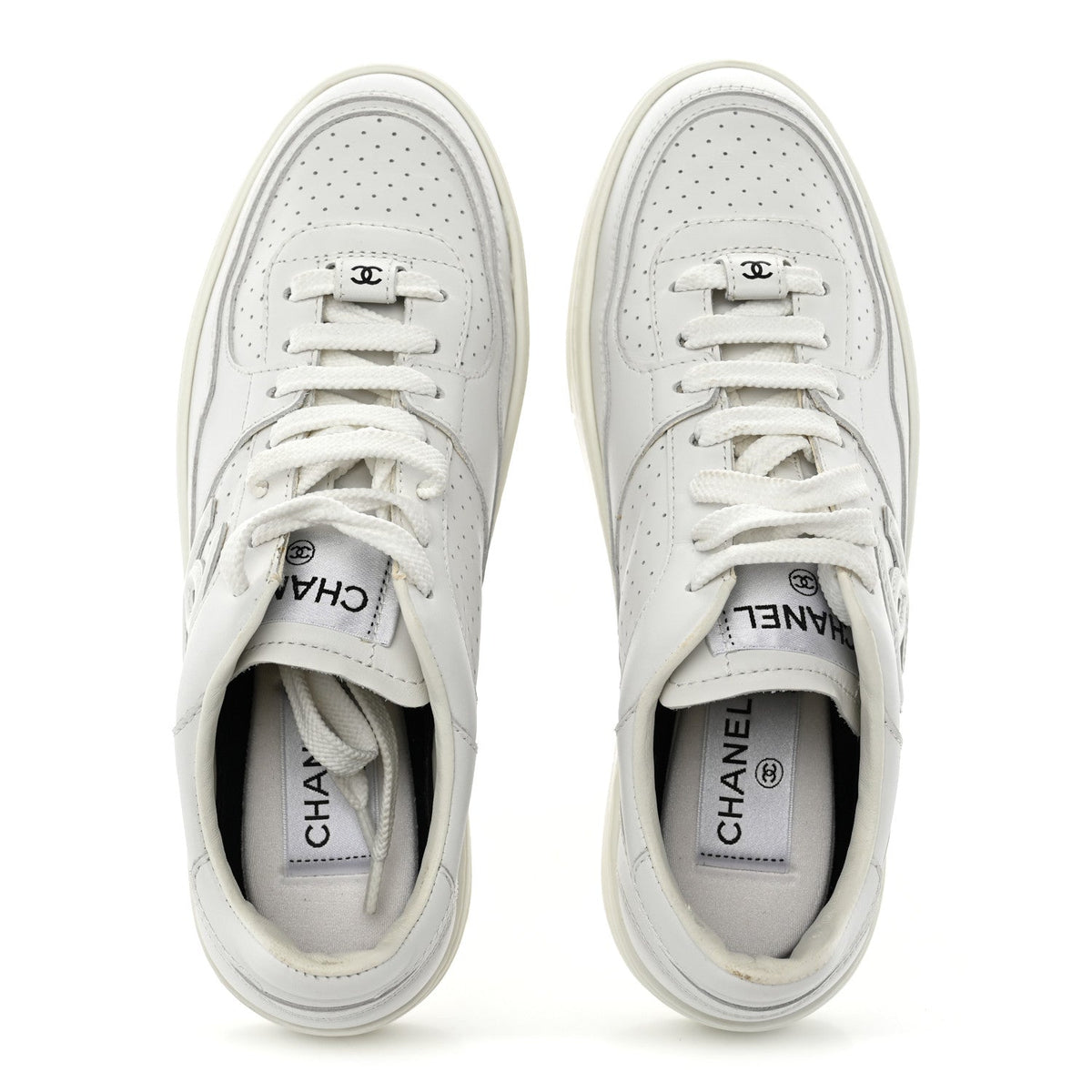 Calfskin Womens CC Sneakers 37 White