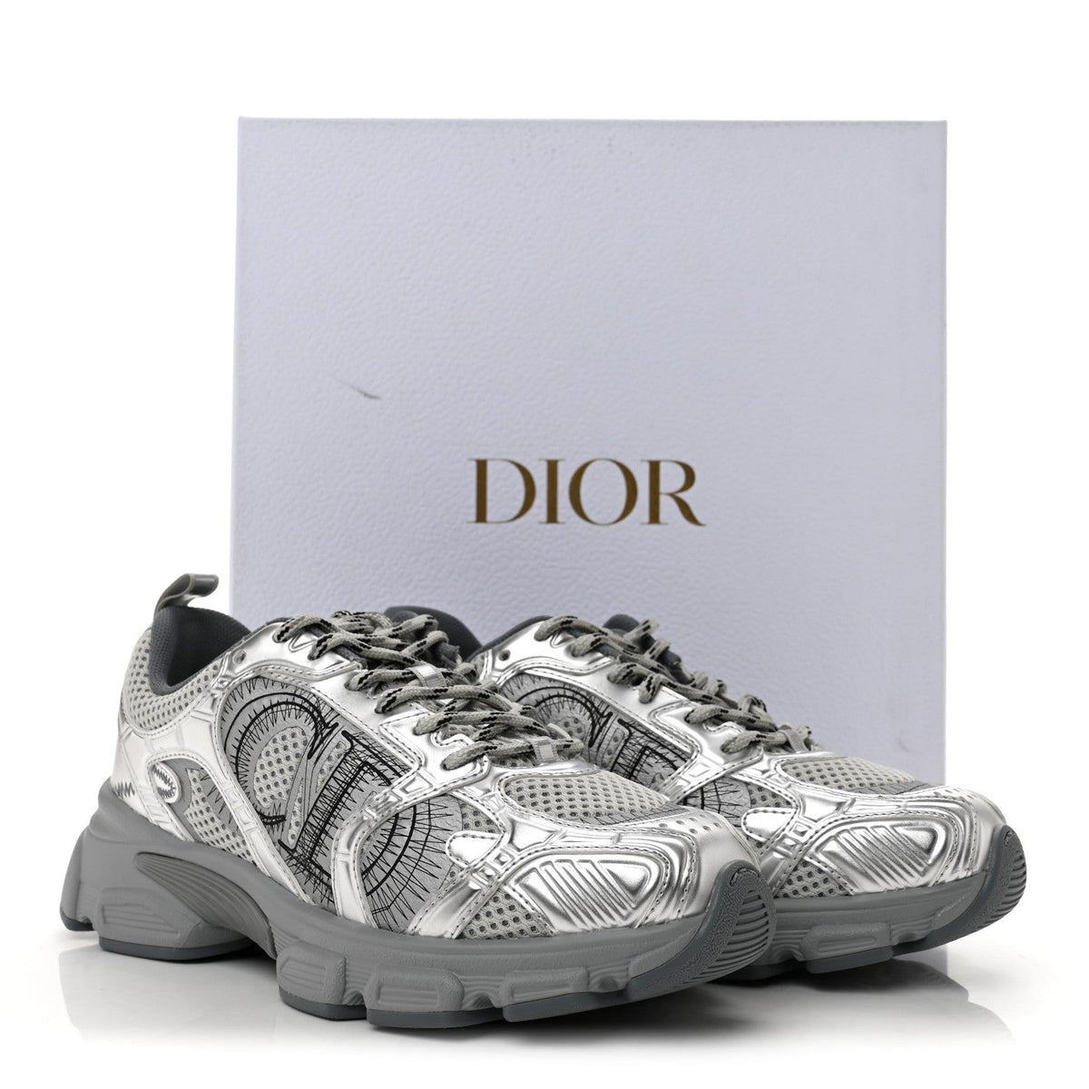Technical Mesh Dior Chrono Sneakers 38.5 Silver