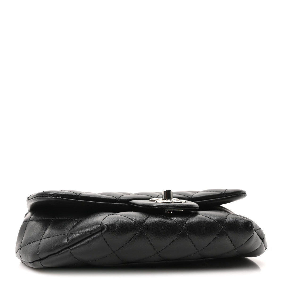 Calfskin Quilted CC Uniform Flap Belt Bag Black
