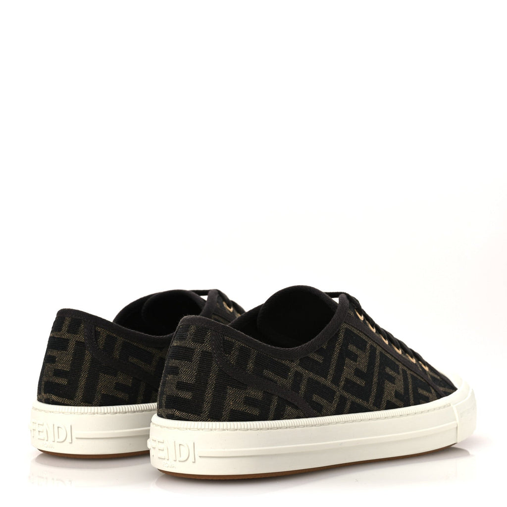 Fabric Jacquard Rubber FF Mens Domino Sneakers 42 Tabacco Black