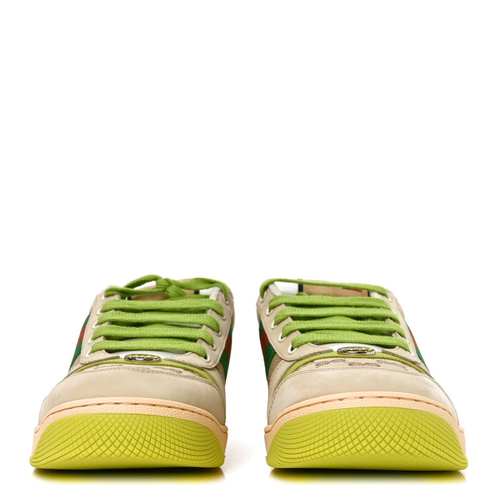 Nubuck Monogram Web Mens Screener Sneakers  9 Beige Green Multicolor