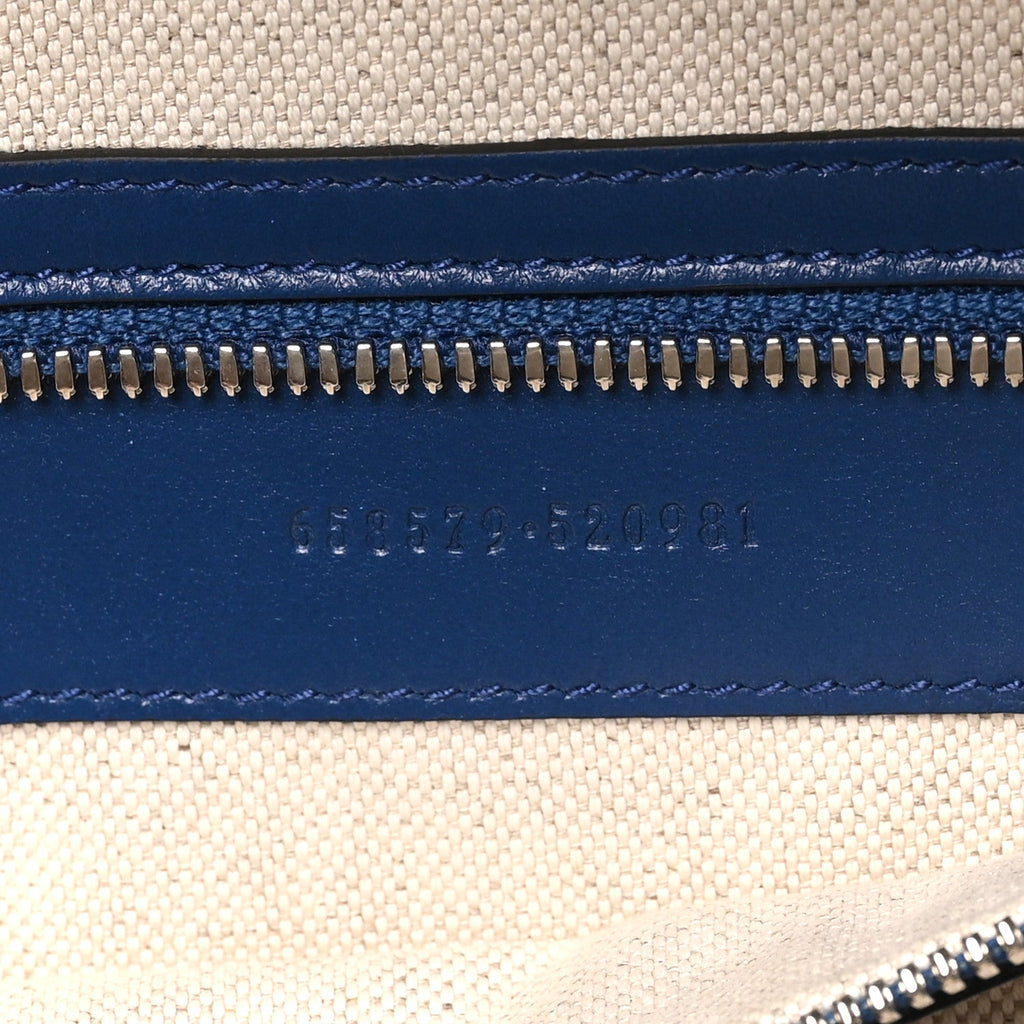 Calfskin GG Tennis Embossed Backpack Intense Metal Blue Black