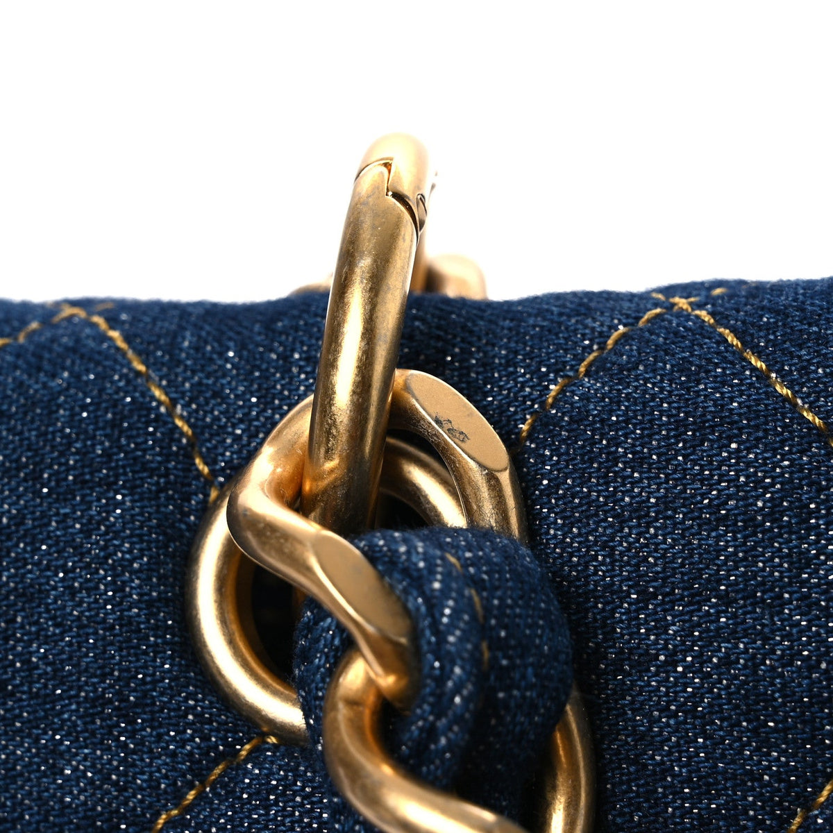 Denim Quilted Double You Backpack Blue Golden