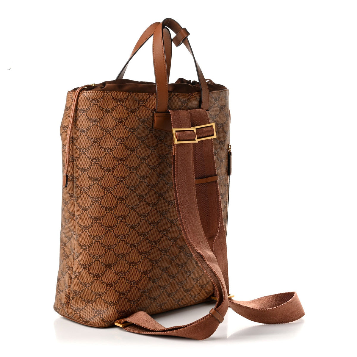 Lauretos Calfskin Medium Himmel Drawstring Backpack Cognac